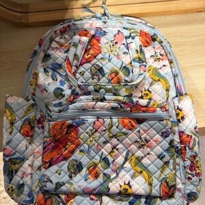 Vera Bradly Sea Air Set (XL Campus Bag, Lunch Bag, and ID Zip Lanyard) NET